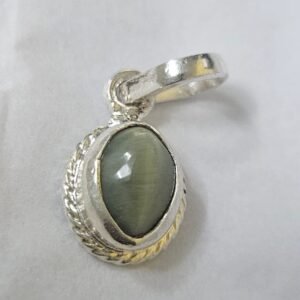 Silver Oval Gem Pendant